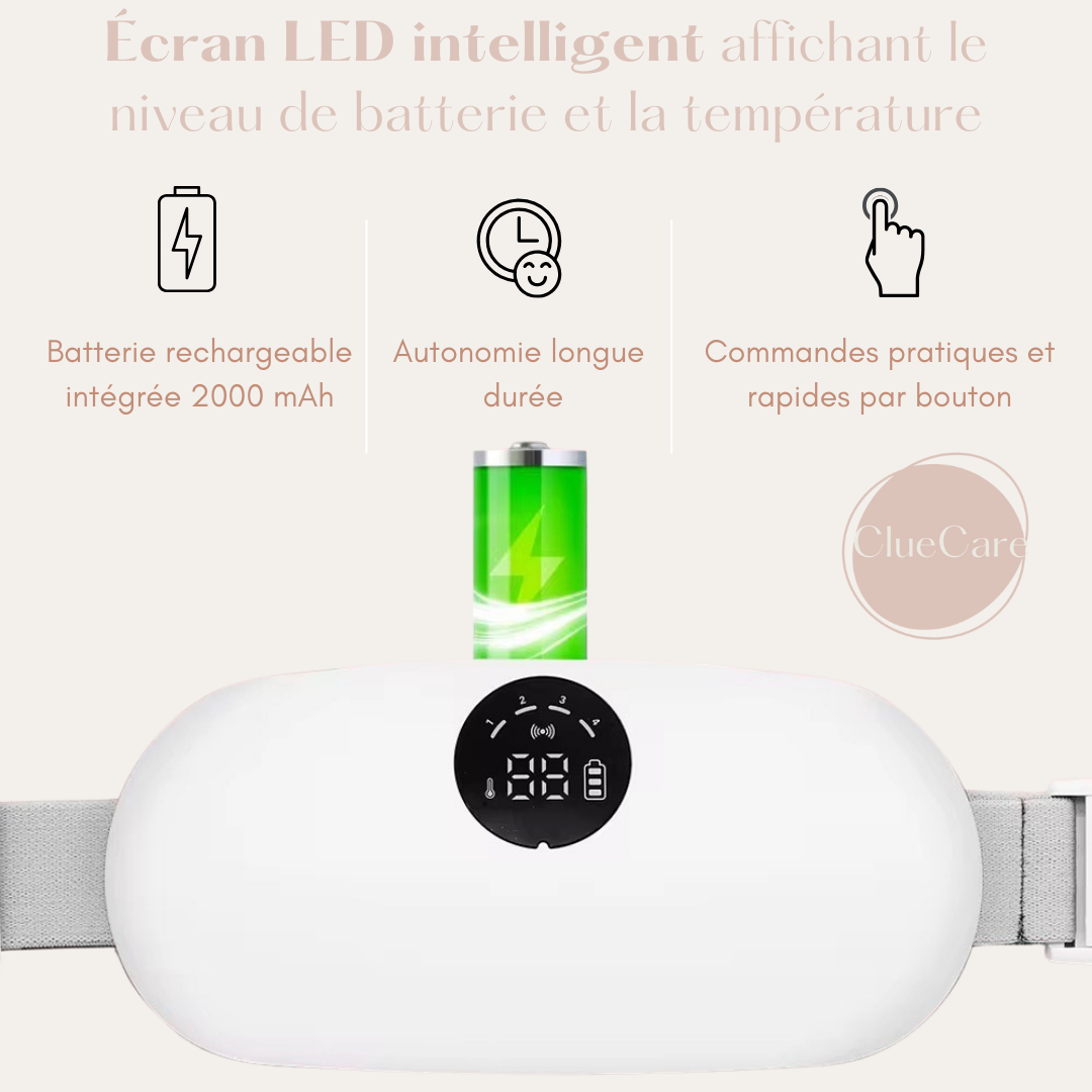 Ceinture menstruelle ClueCare chauffante et massante