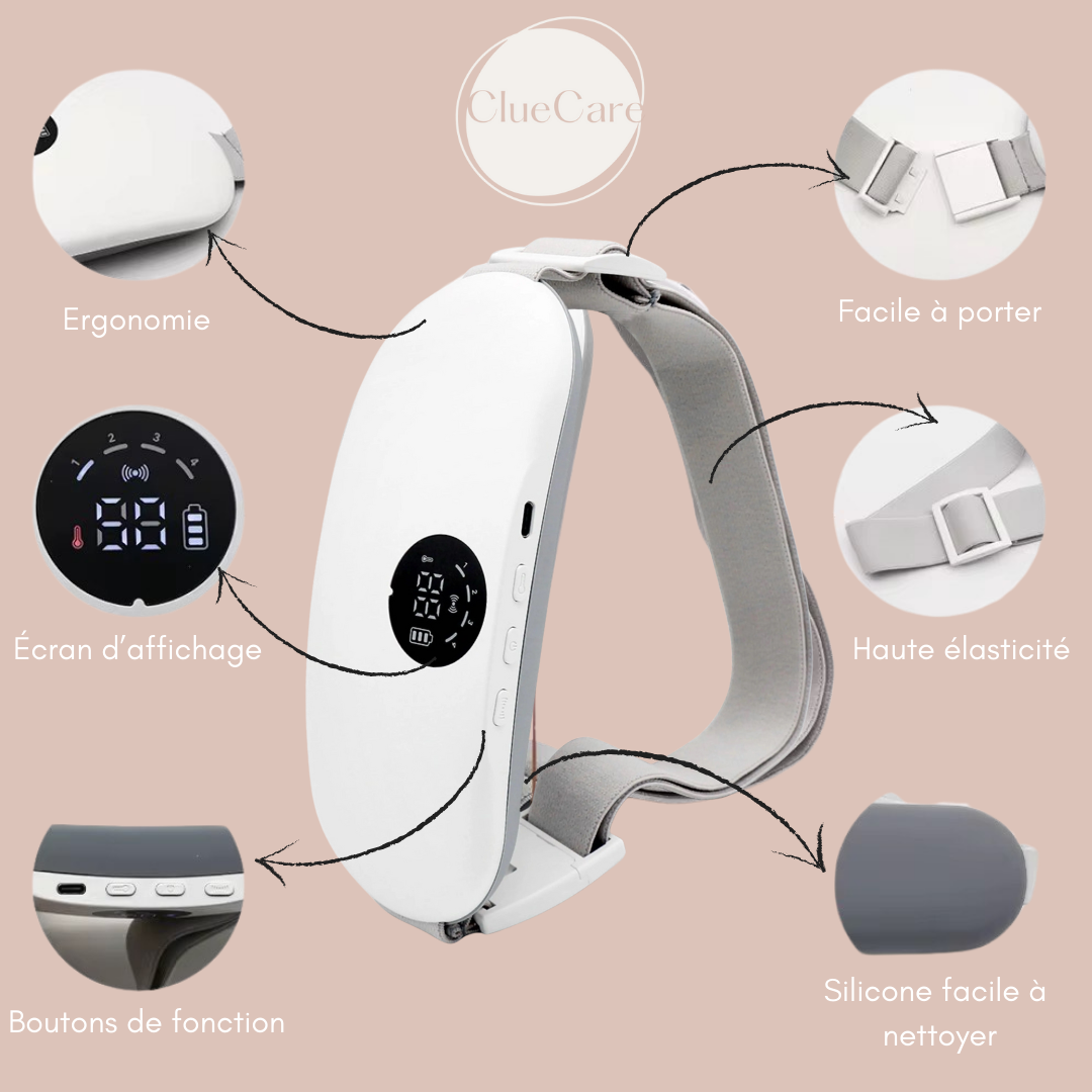 Ceinture menstruelle ClueCare chauffante et massante